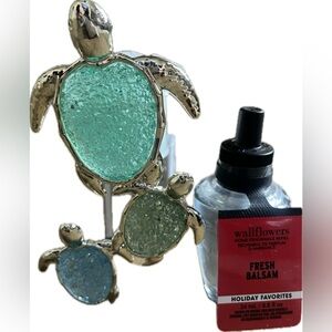 Bath & Body Works Turtle Trio Green Blue Wallflower Nightlight & Refill. NWT
